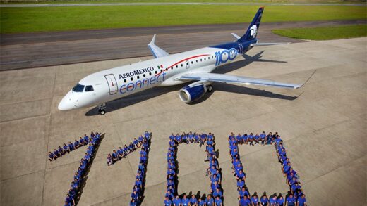 Aeromexico recebe 1.100º E-Jet da Embraer